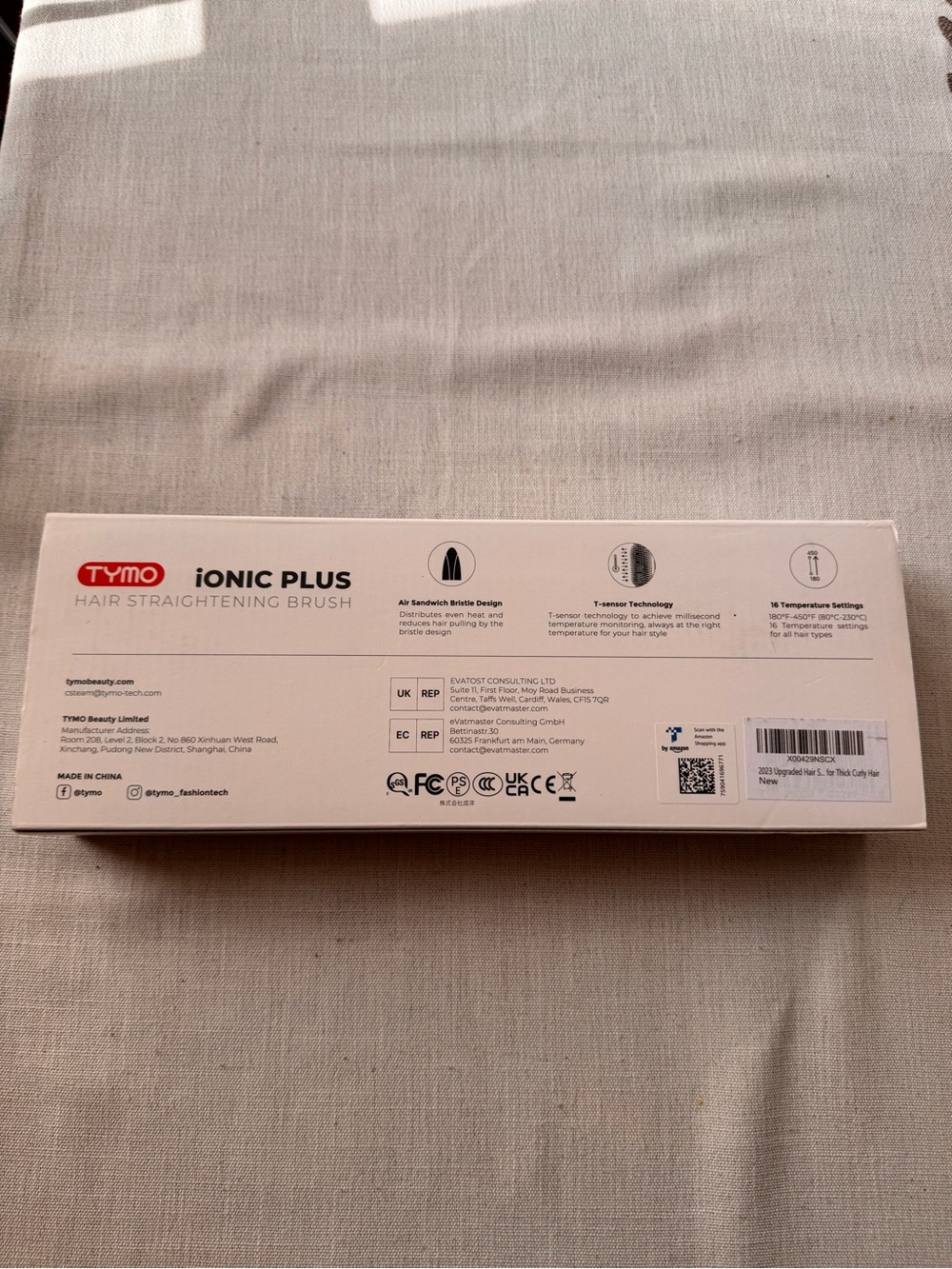 Tymo iONIC PLUS Hair Straightening Brush — White/Black - Picture 3 of 8